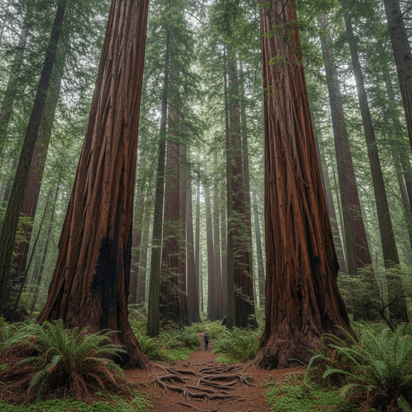 A forest of red wood trees